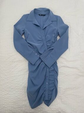 Zara Ruched Button-Down Dress